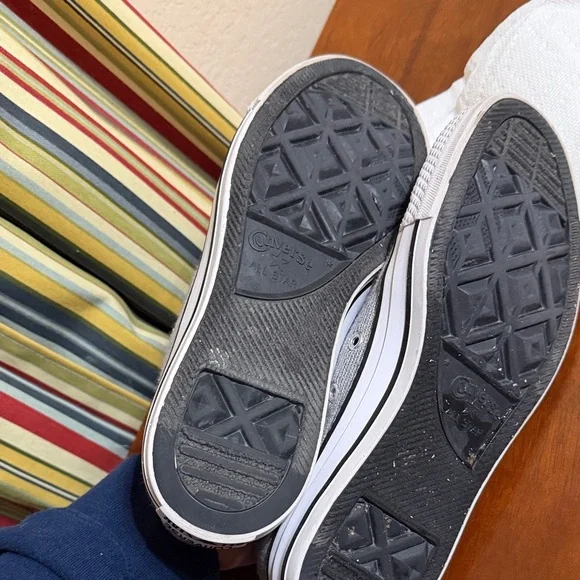 Converse All Star Women’s 7.5 Silver Gray Knit Fabric Sparkle Sweater Sneakers - Picture 13 of 13